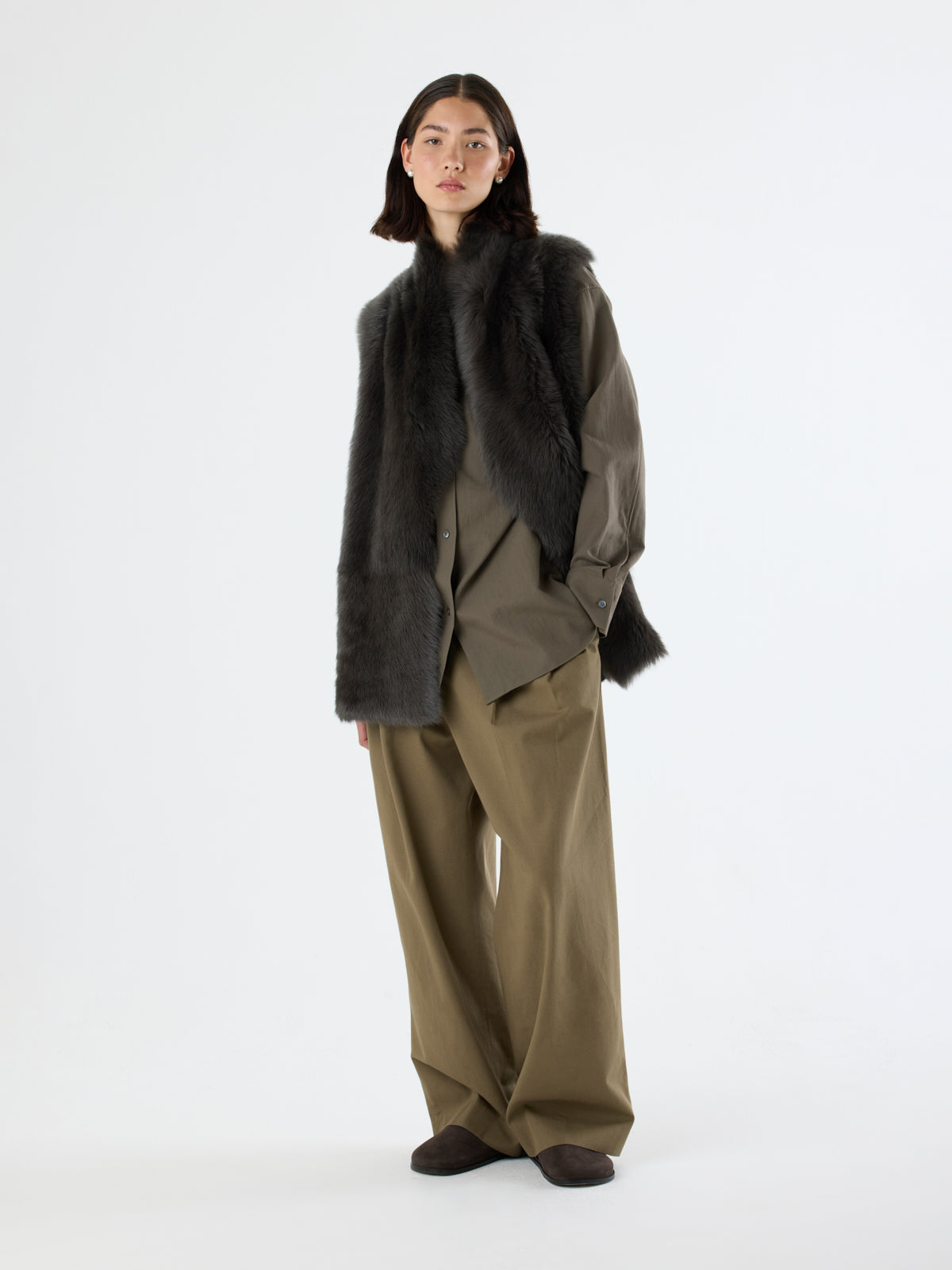 Natural Edge Mid-Length Shearling Gilet