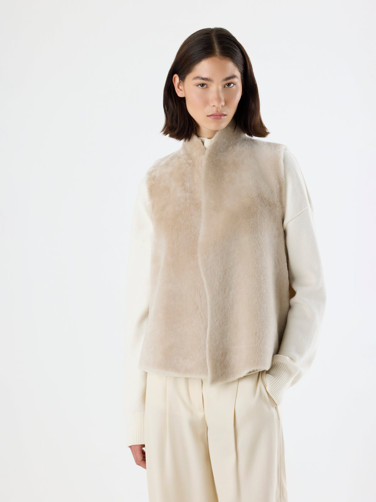 Natural Edge Shearling Gilet