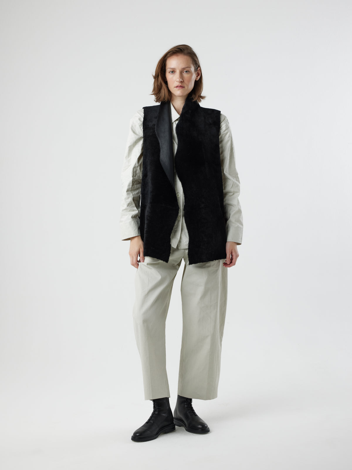 Natural Edge Mid-Length Shearling Gilet