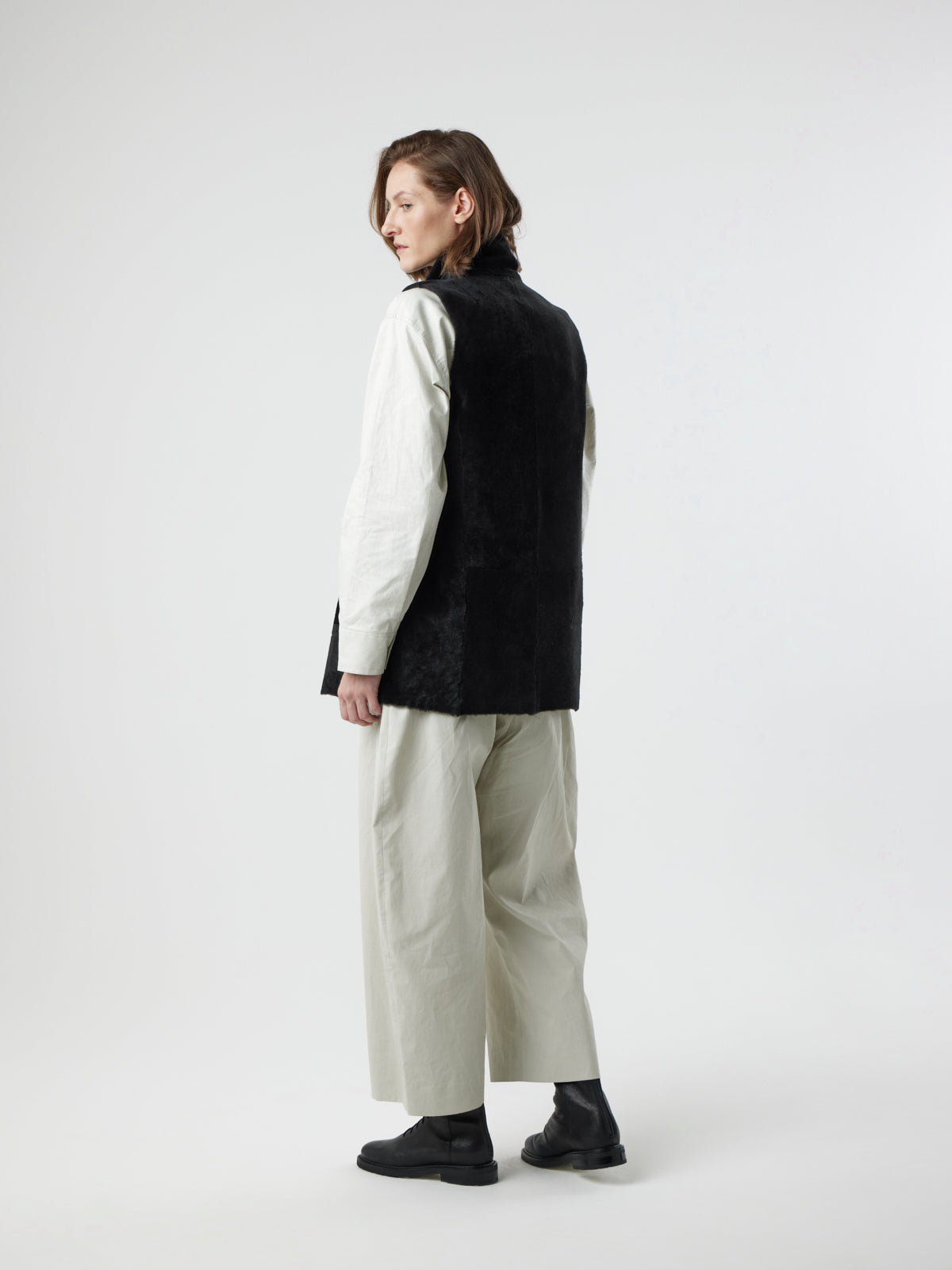 Natural Edge Mid-Length Shearling Gilet