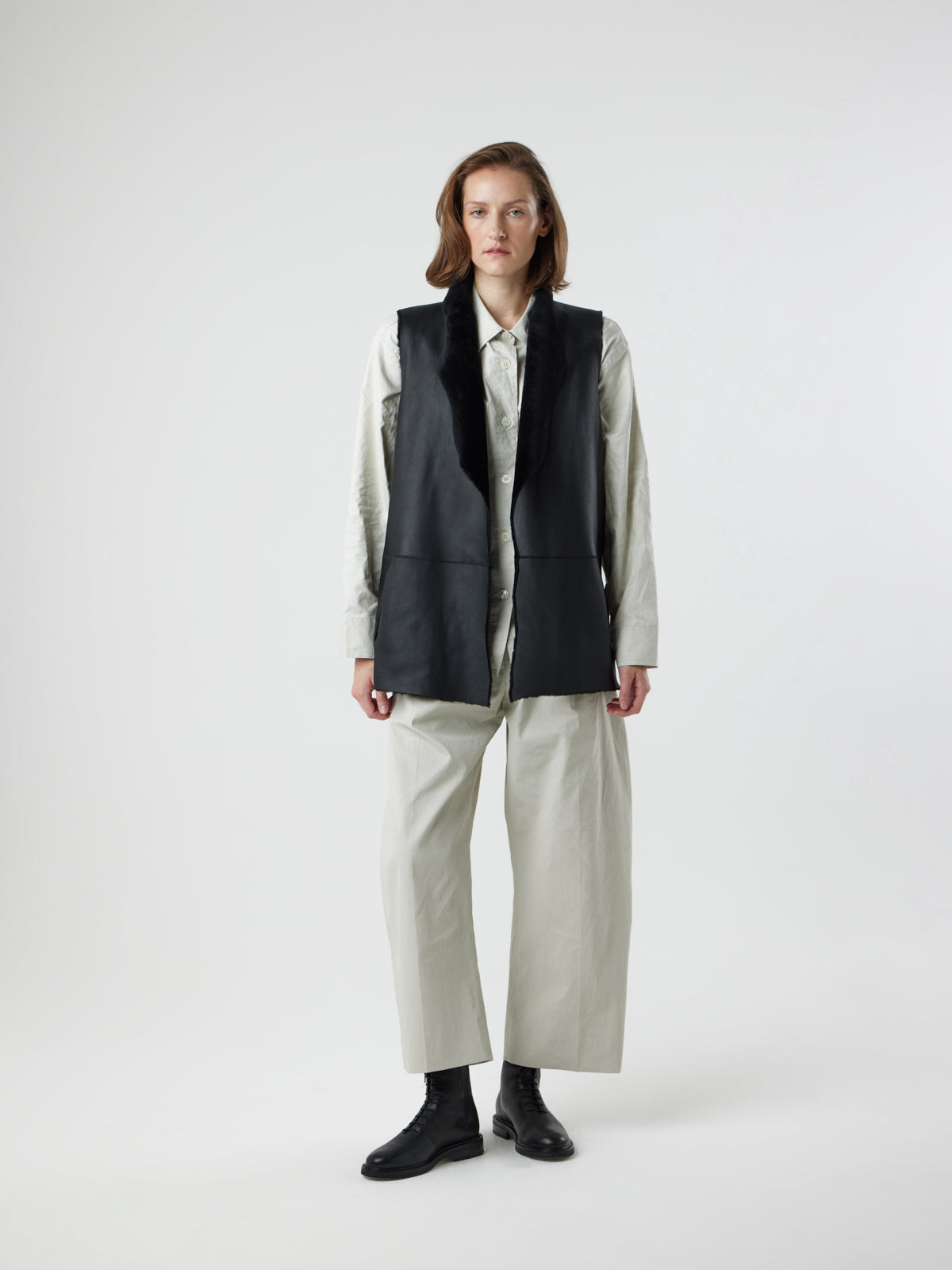 Natural Edge Mid-Length Shearling Gilet