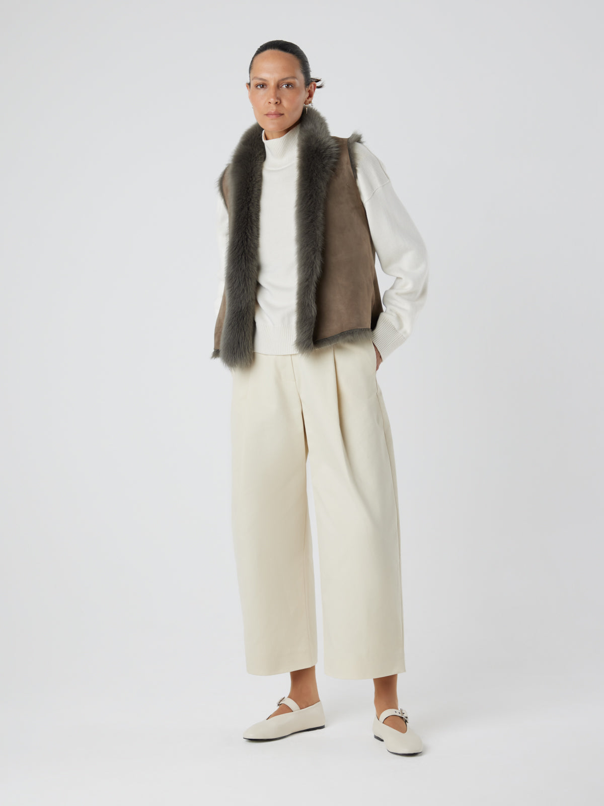 Natural Edge Shearling Gilet