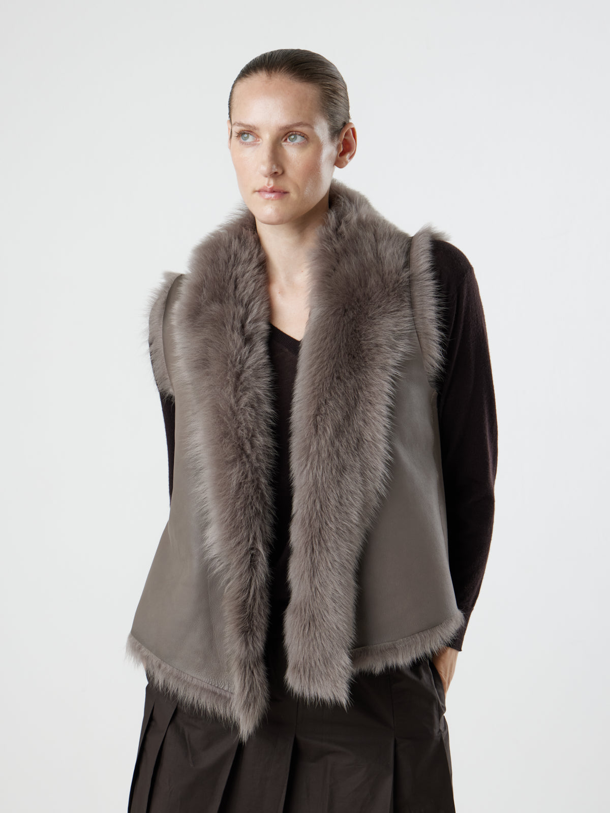 Natural Edge Shearling Gilet