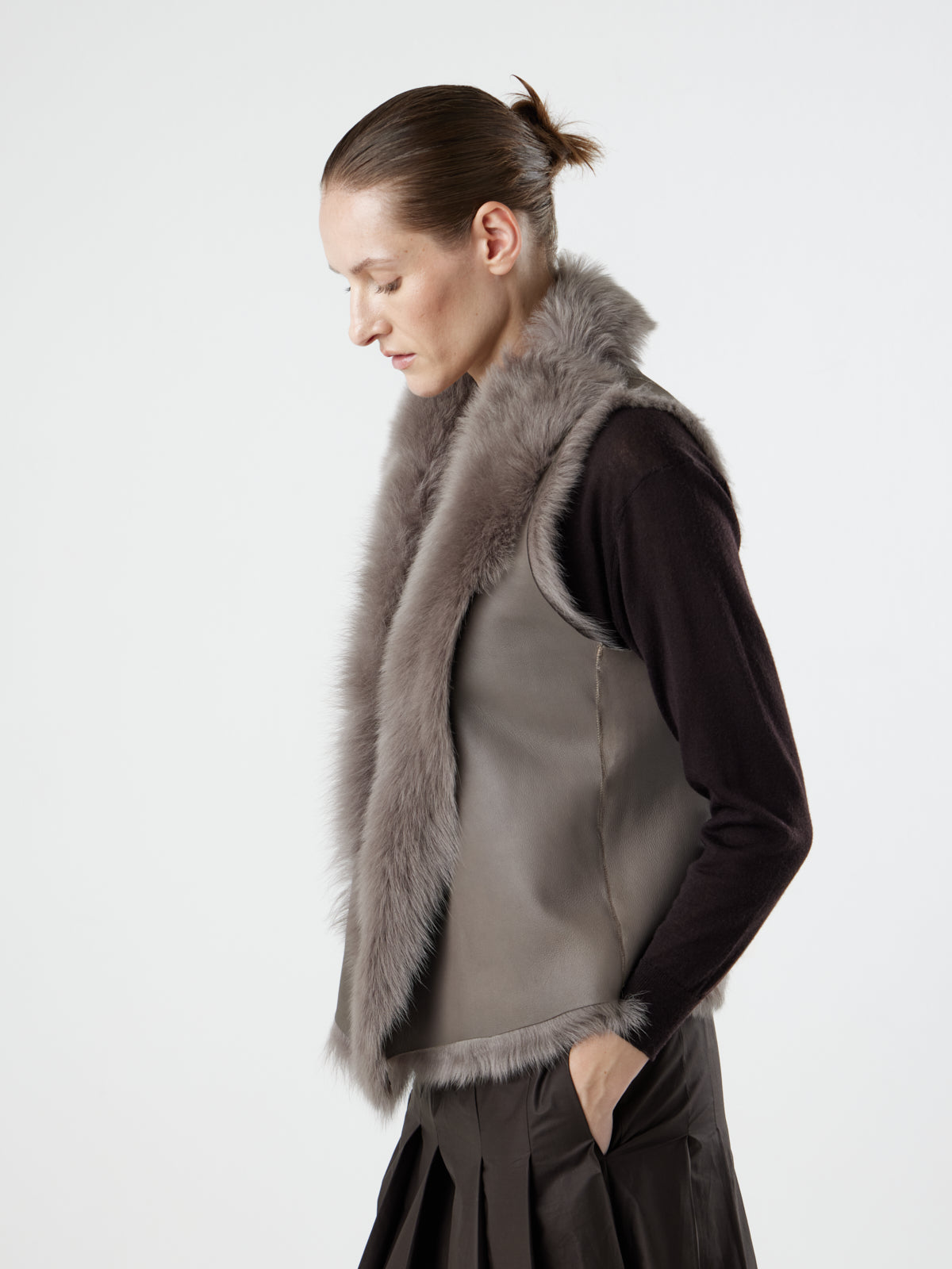 Natural Edge Shearling Gilet