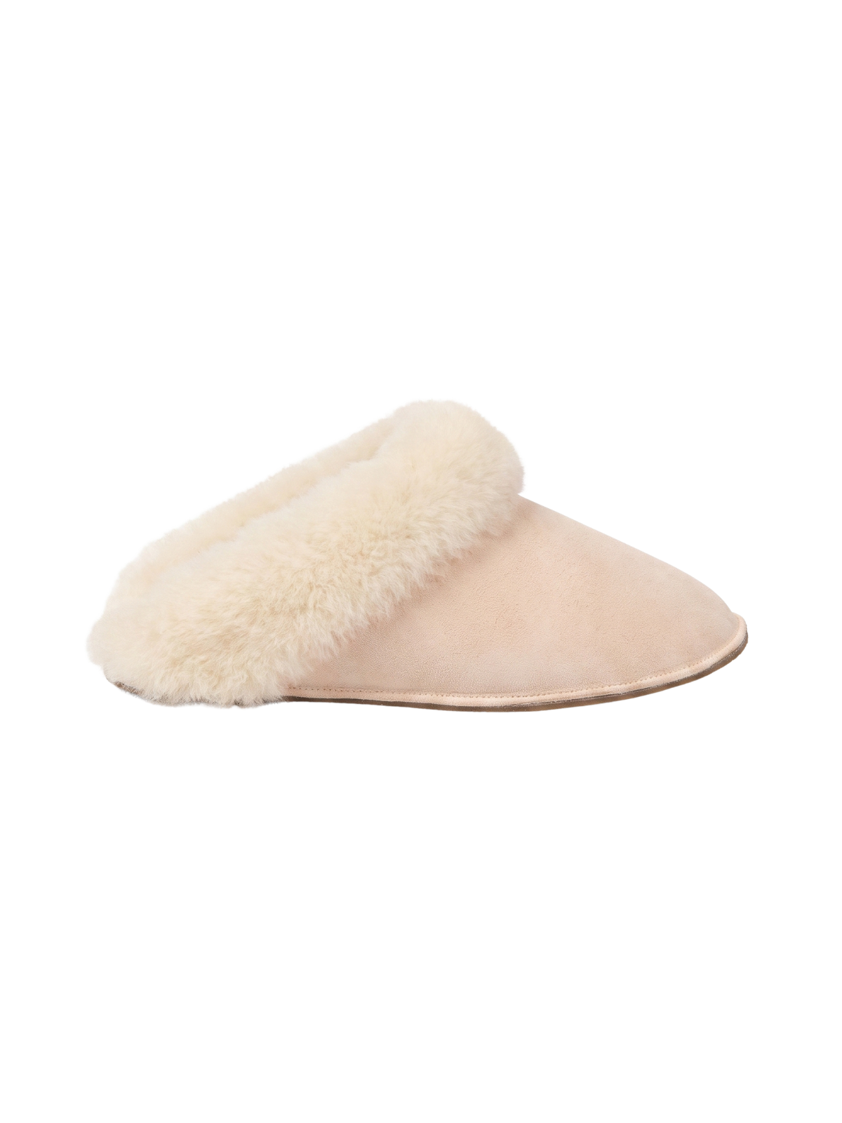 side image of single Babbi Dakota Shearling Slipper in California Natural Nude on white background - gushlow & cole