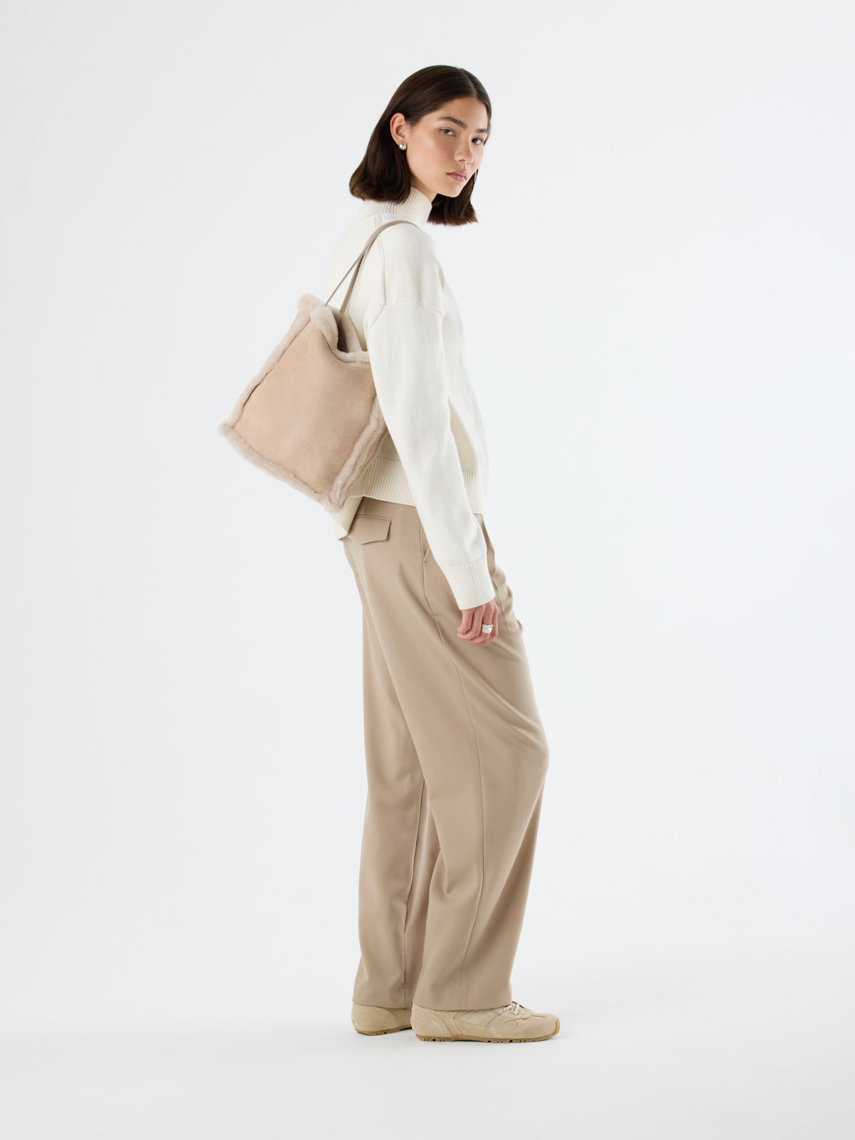 Nell Merino Shearling Tote Bag