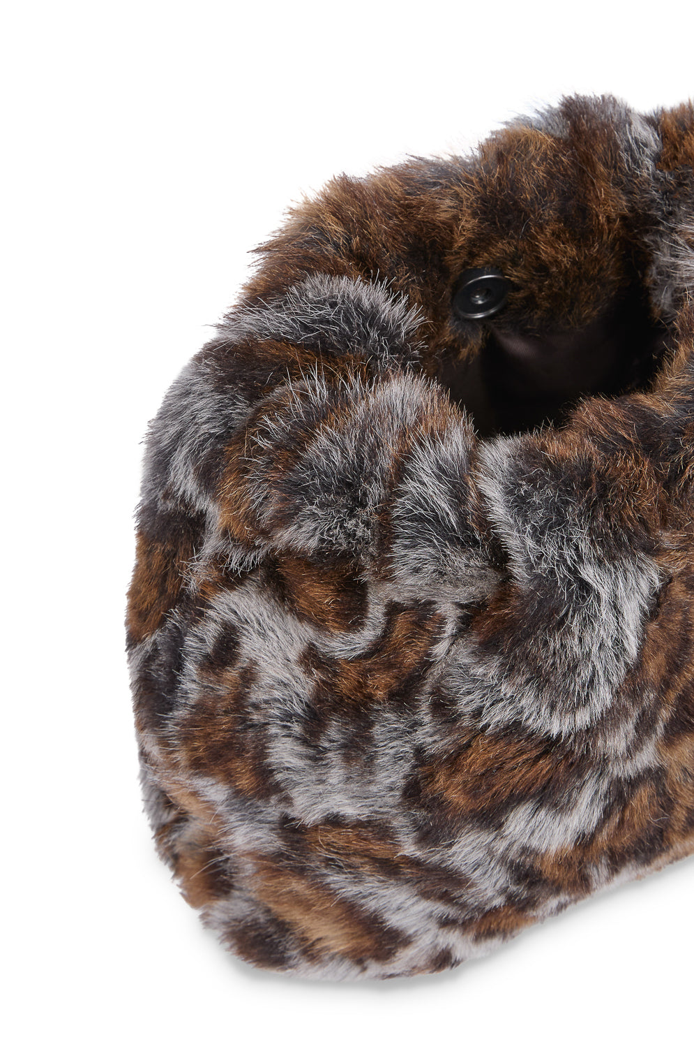 Ocelot Print Soft Shearling Clutch Bag | Womens | Gushlow & Cole - cut out detail