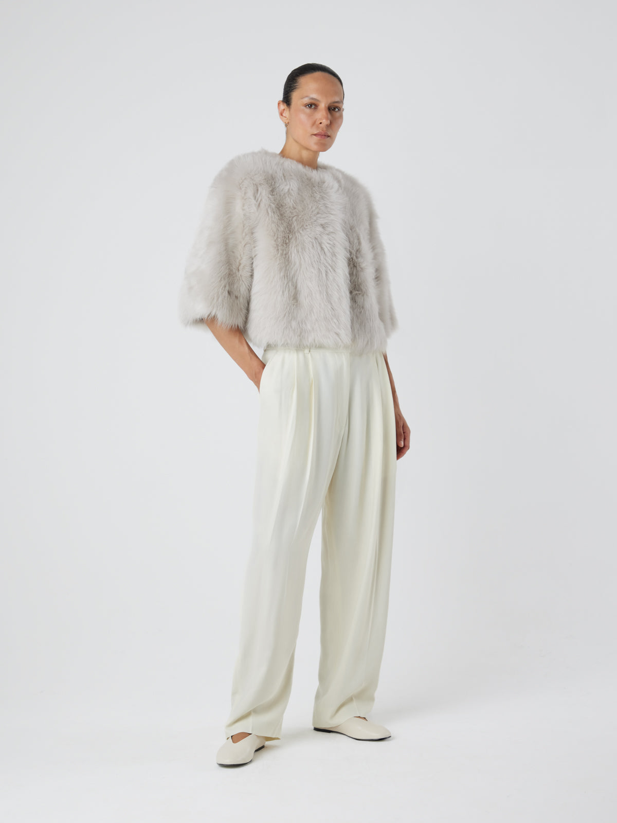 Crop Sleeve Shearling Jacket