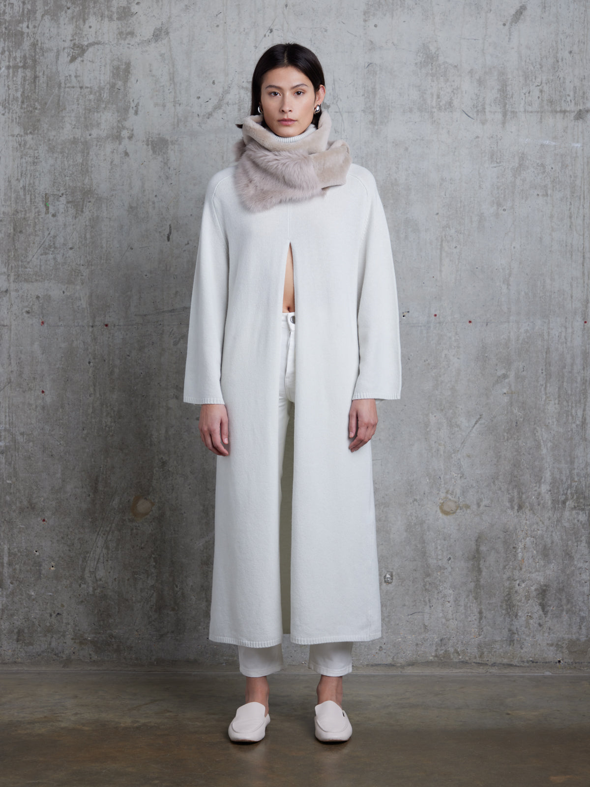 Mixed Texture shearling Scarf