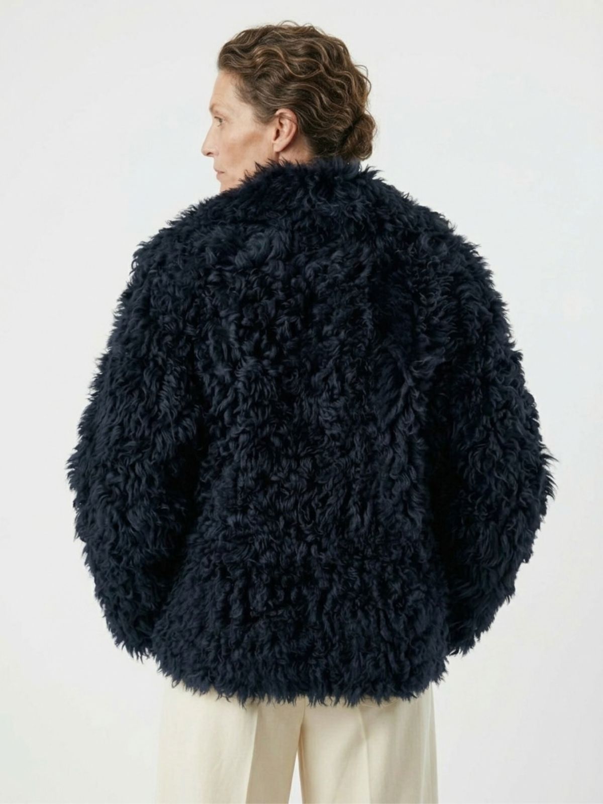 Relaxed Fit Curly Shearling Jacket
