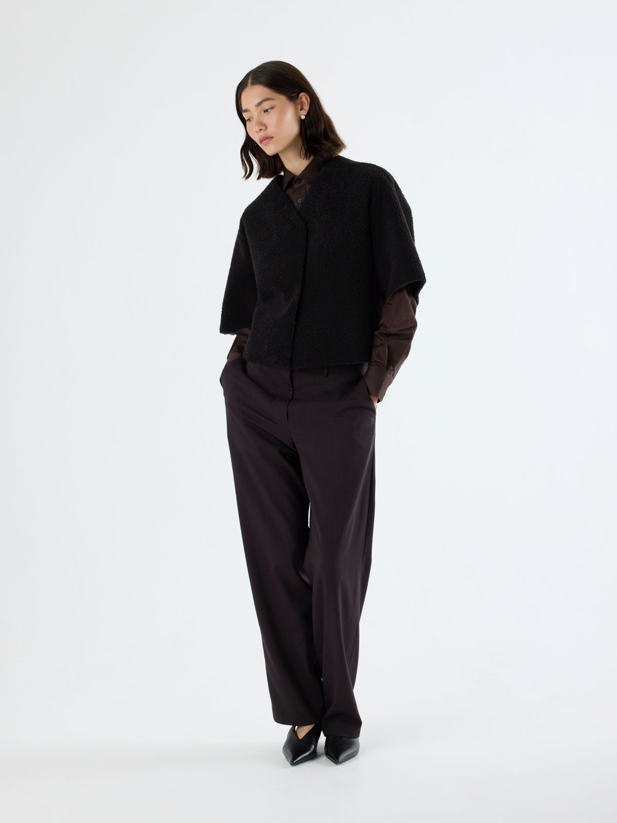 Short Sleeve Shearling Cardigan