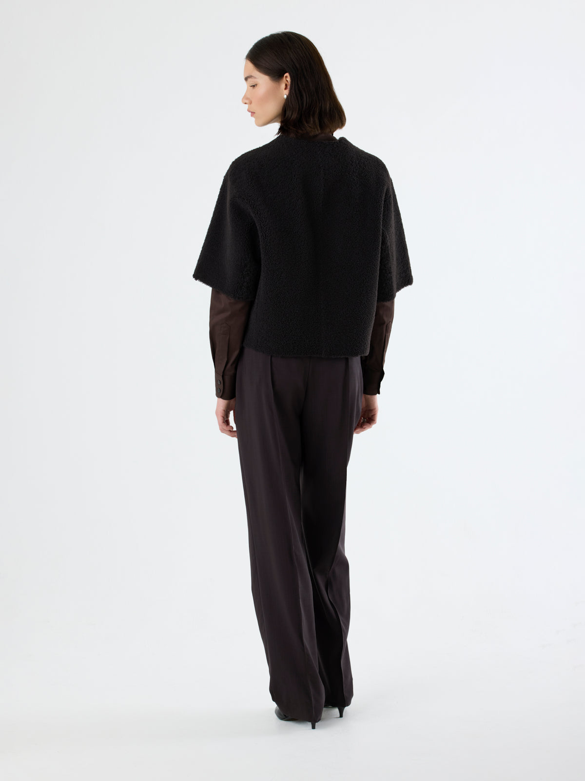 Short Sleeve Shearling Cardigan