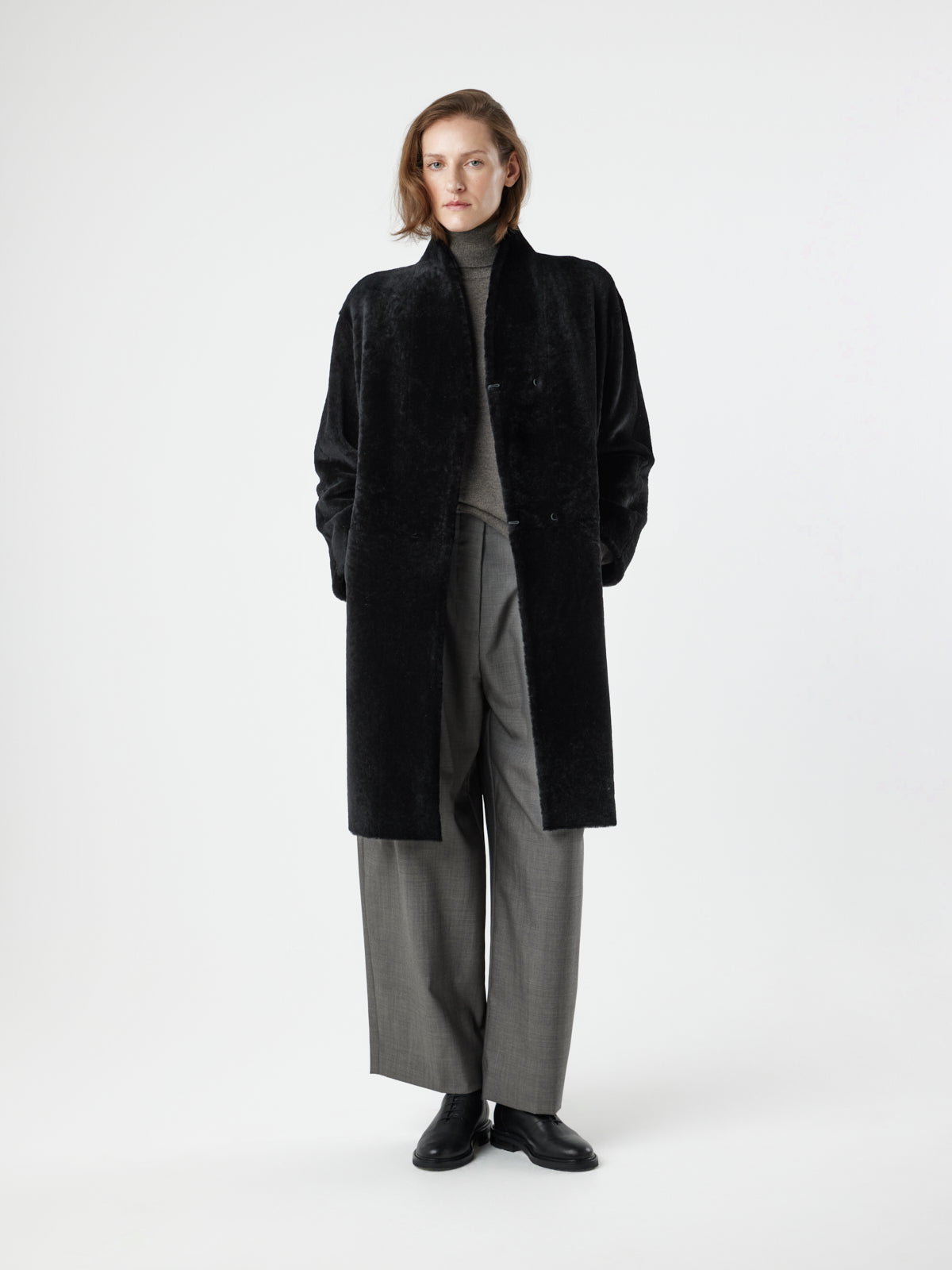 Stand Collar Shearling Coat