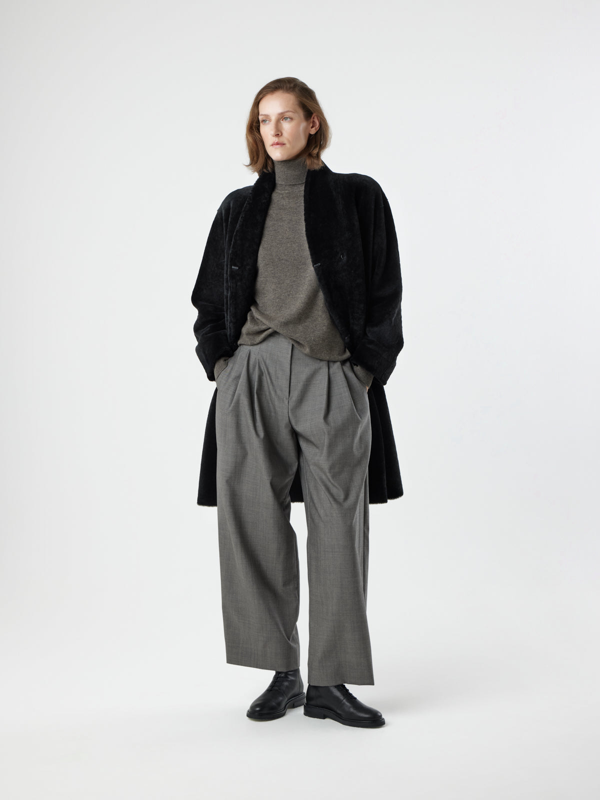 Stand Collar Shearling Coat