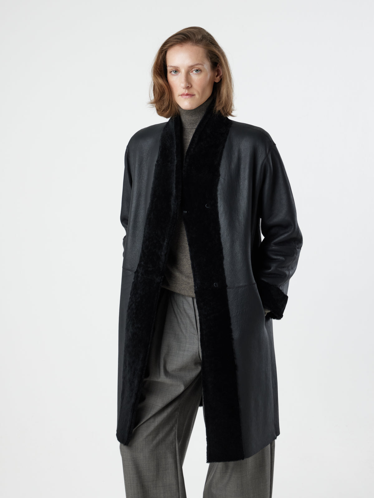 Stand Collar Shearling Coat