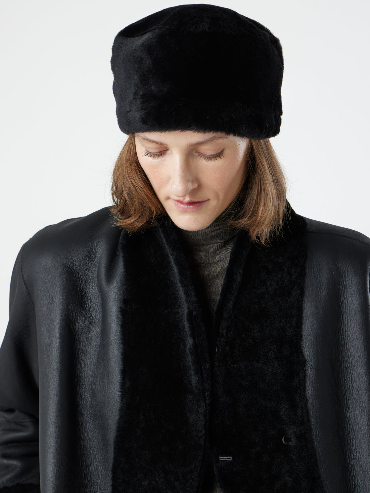Stand Collar Shearling Coat