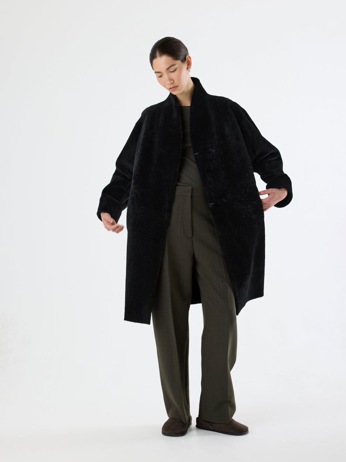 Stand Collar Shearling Coat