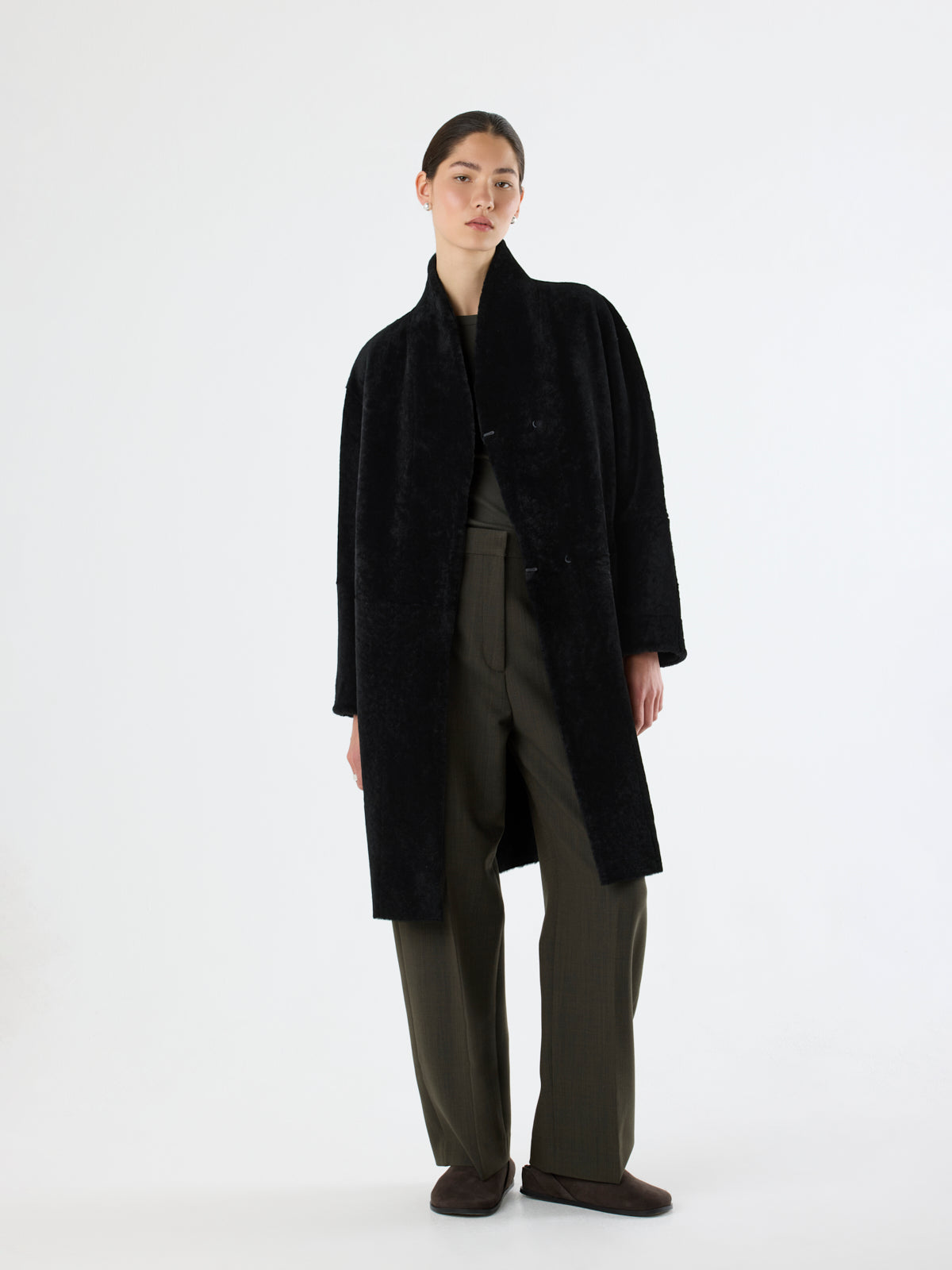 Stand Collar Shearling Coat