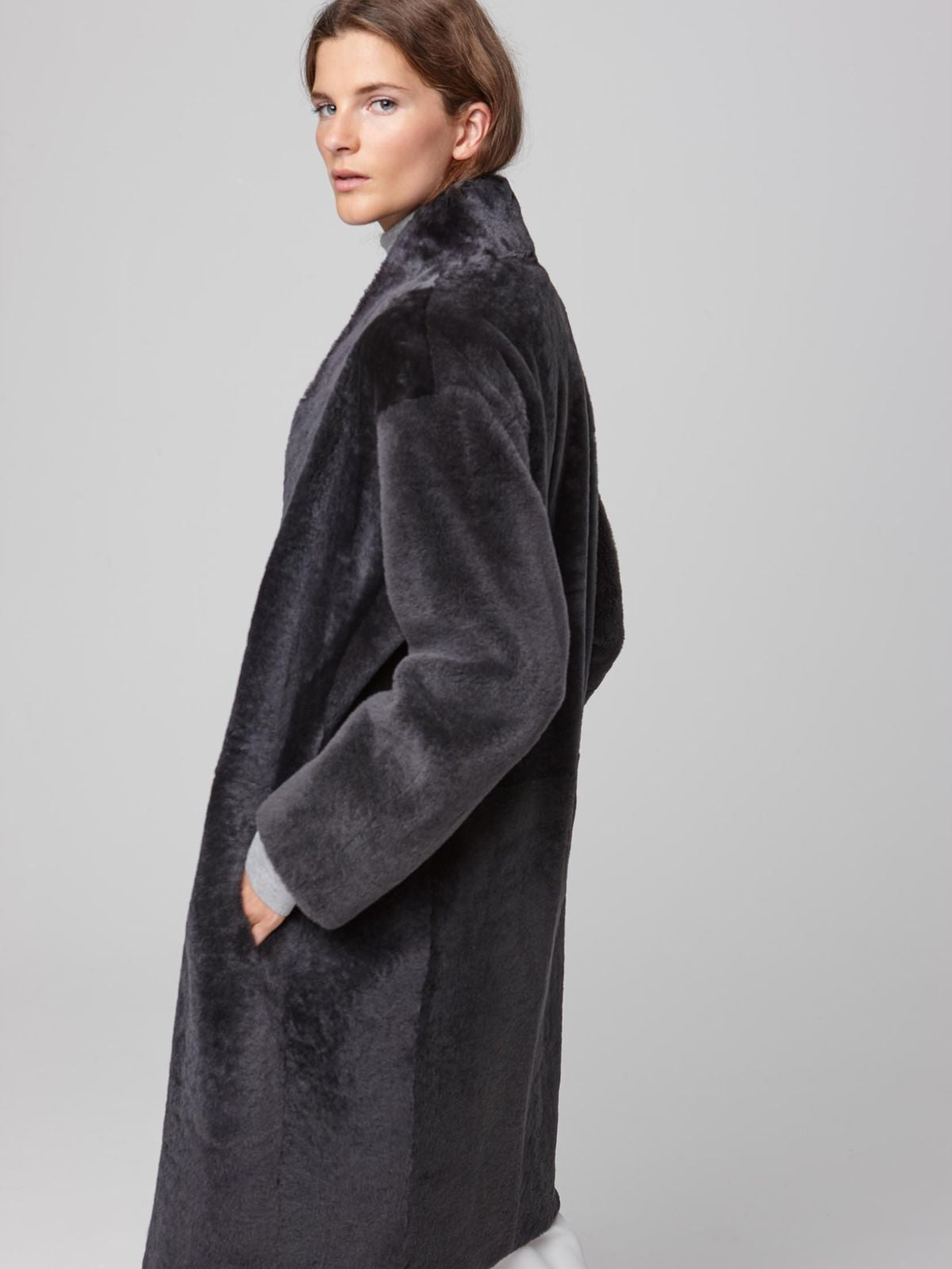 Stand Collar Shearling Coat