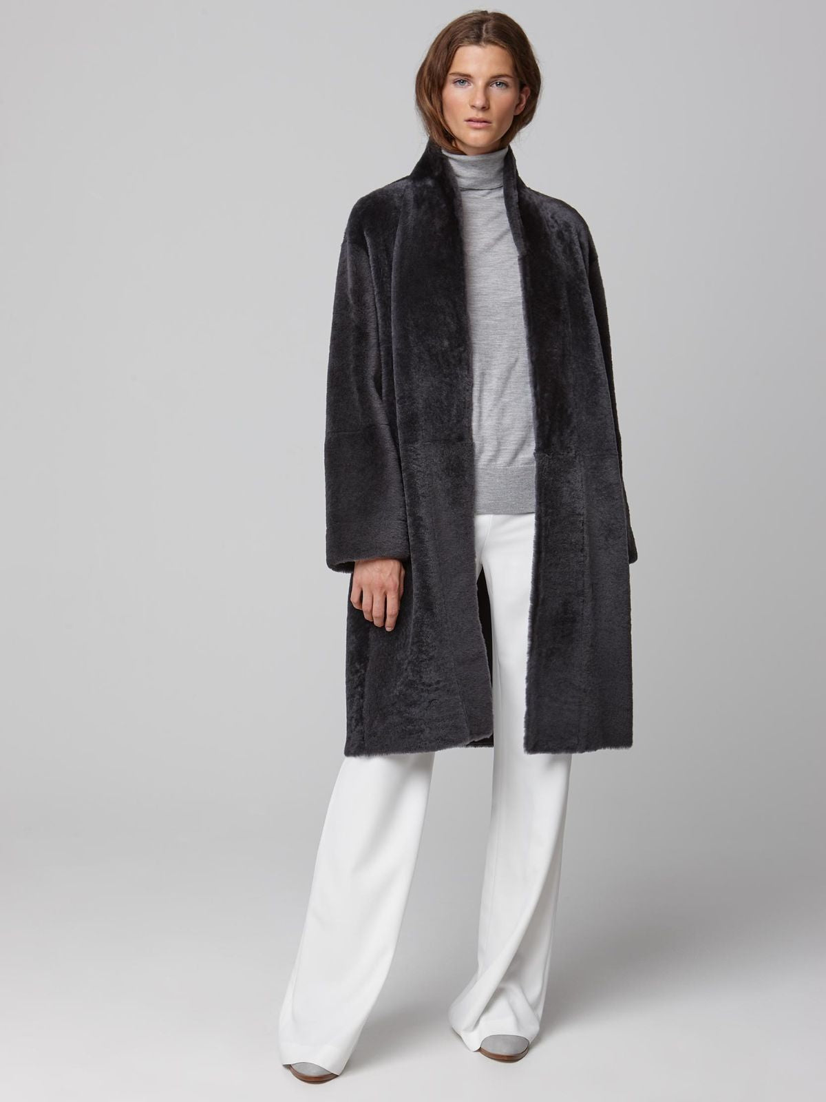 Stand Collar Shearling Coat