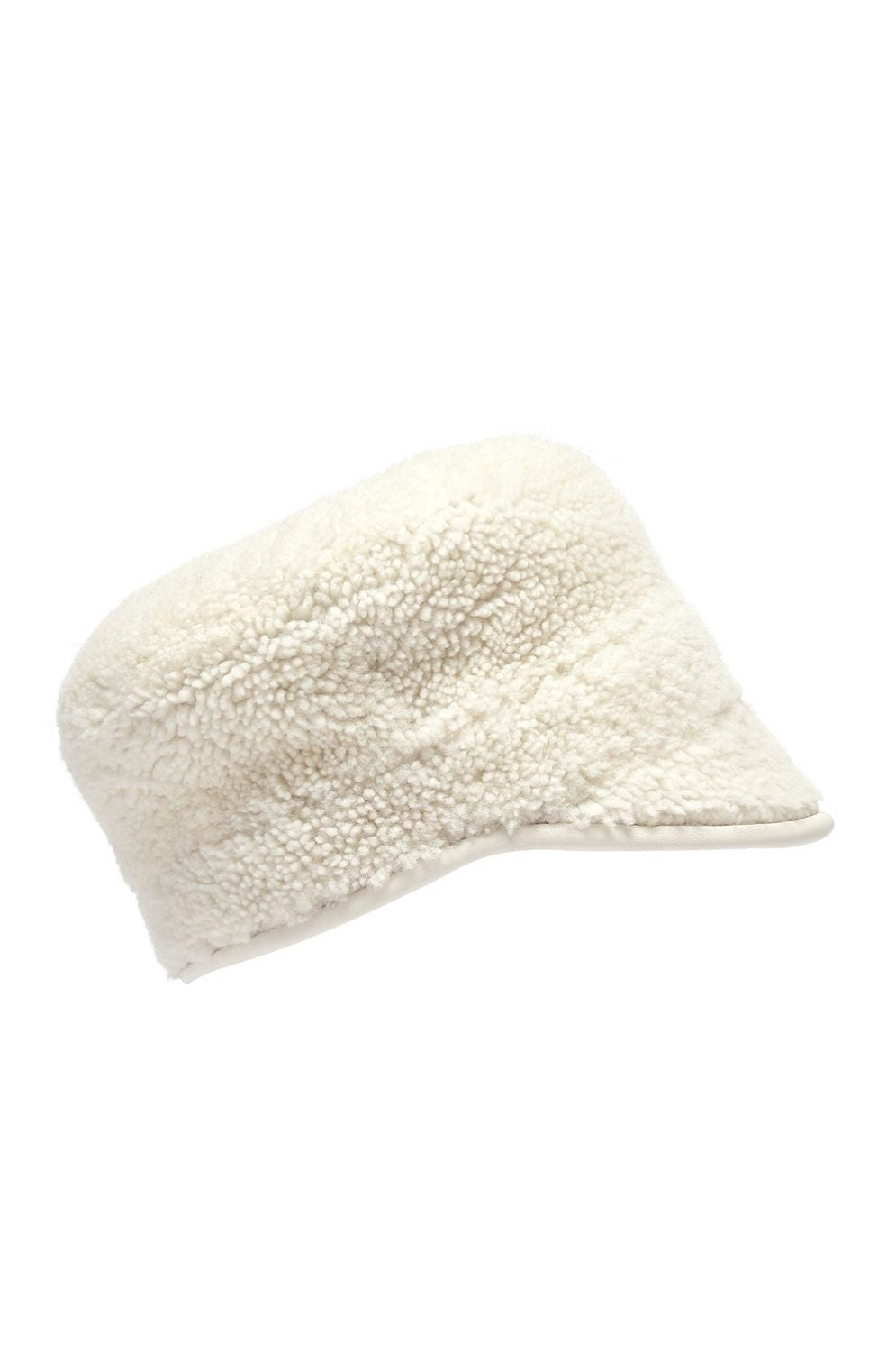 white leather bound shearling cap - cut out wool out - women | Gushlow & Cole