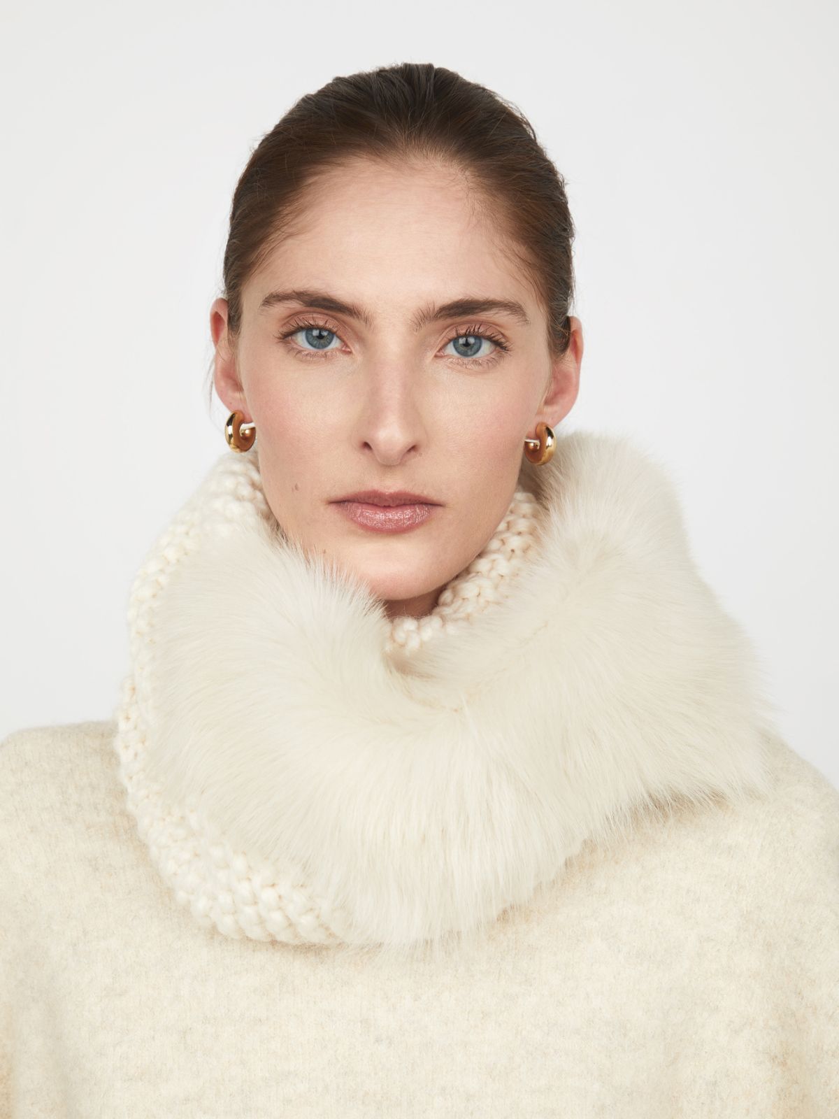 Shearling and Hand Knit Snood
