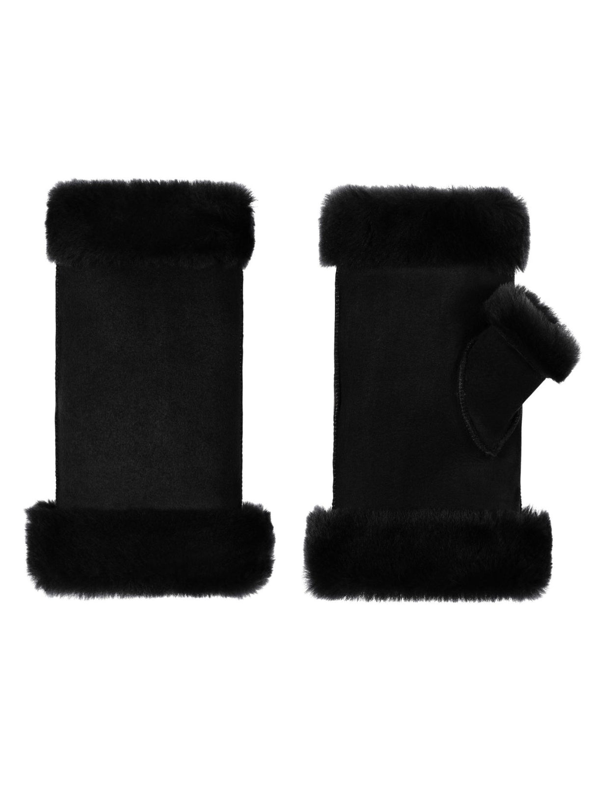 fingerless shearling mittens