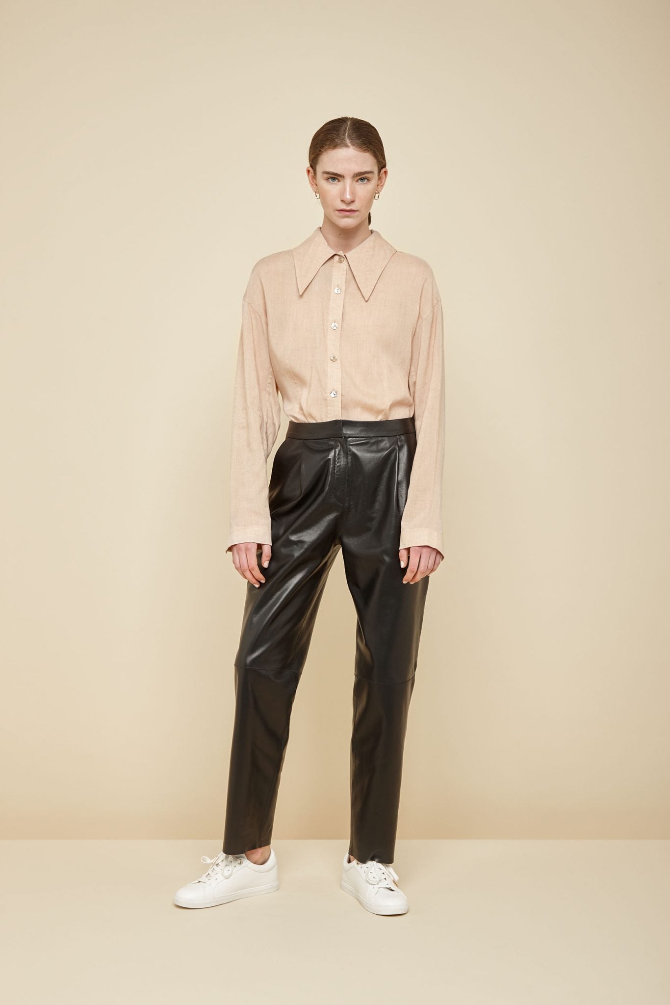 pleated cream leather trousers - women | gushlow and Cole - PPFN0-CRE - 37068