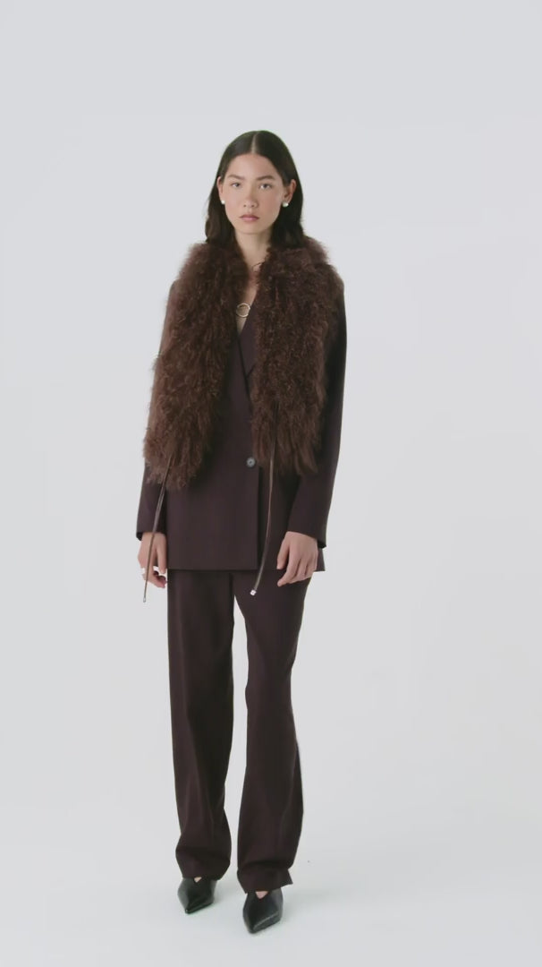 GUSHLOW&COLEムートンマフラー Black Mongolian Shearling Shawl Scarf | Women | Gushlow & Cole