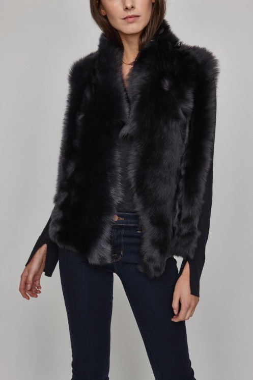Dark Grey Shearling and Down Gilet | Women | Gushlow and Cole