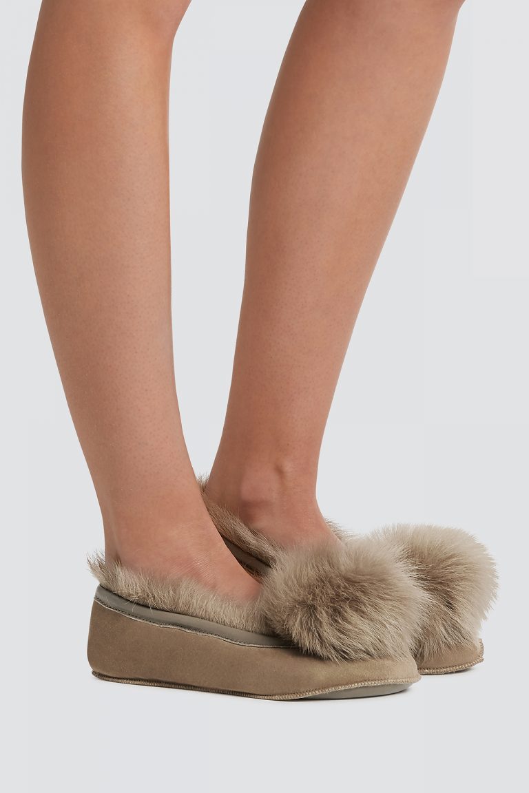 Brown Shearling Ballet Slippers - women | gushlow and cole - cell image 1