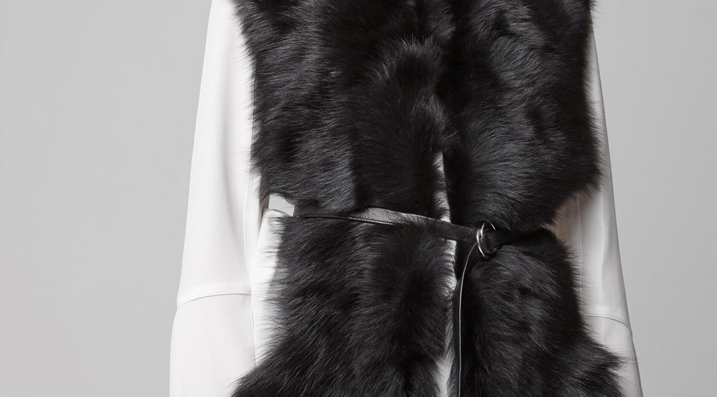 black long shearling scarf with detachable leather belt - women | gushlow and cole - cell image 3