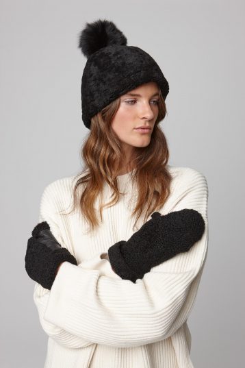 shearling beanie hat in black - women | gushlow and cole - cell image 2