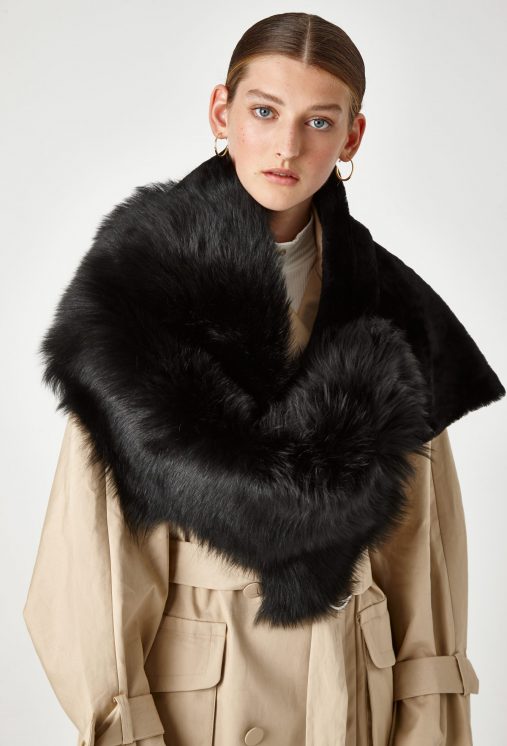 Shearling Double Shawl Scarf In Black Women Gushlow Cole Shearling Double Shawl Scarf In Black Women Gushlow Cole
