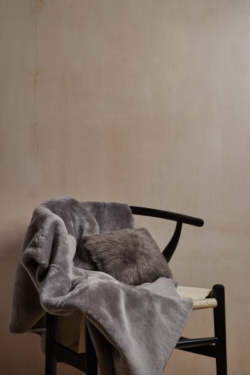 Large Shearling Throw in grey gushlow and cole homeware lifestyle