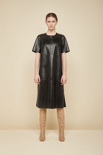 black leather t shirt dress - women | gushlow and Cole - DTSHN1-BLA - 36301