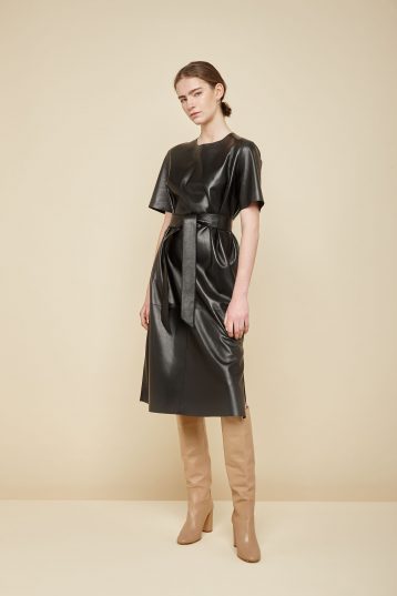 black leather t shirt dress - women | gushlow and Cole - DTSHN1-BLA - 36379