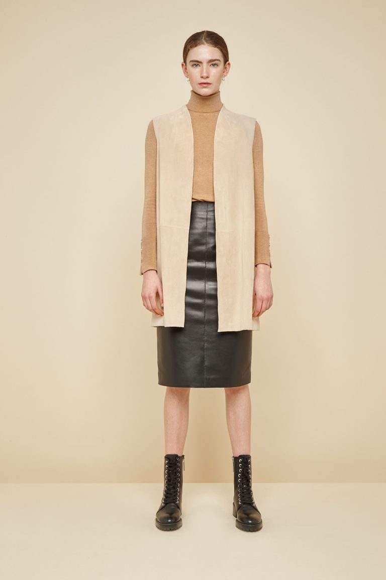 cream stand collar suede gilet - women | gushlow and Cole - G3CS0-SAN - 38682