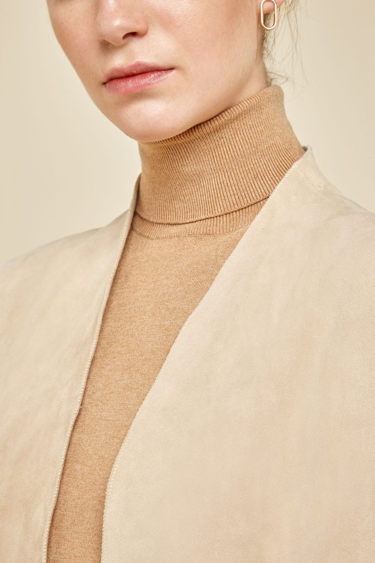 cream stand collar suede gilet - women | gushlow and Cole - G3CS0-SAN - 38732