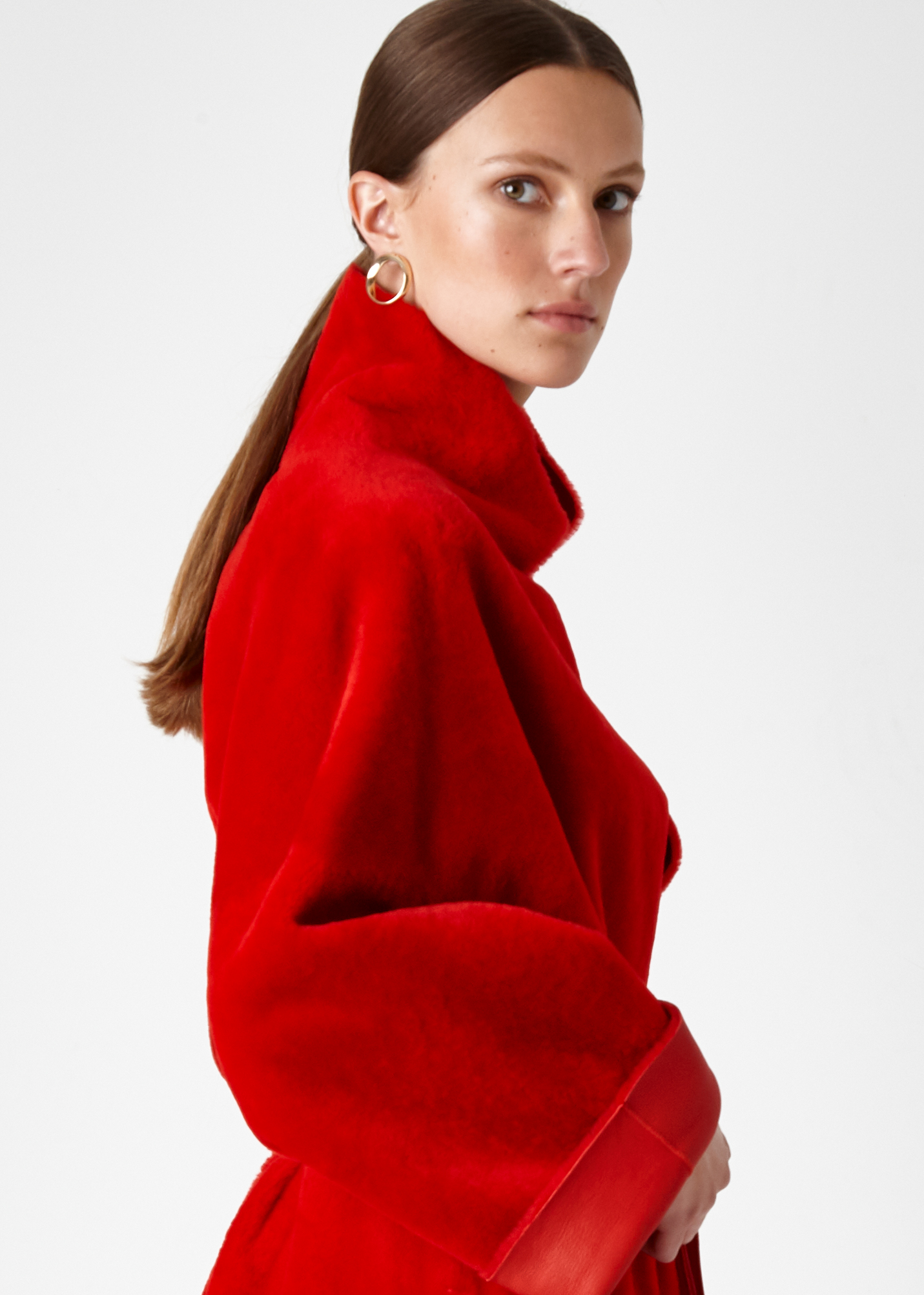 shearling mac coat - women | Gushlow & Cole - CXMAM6-RED