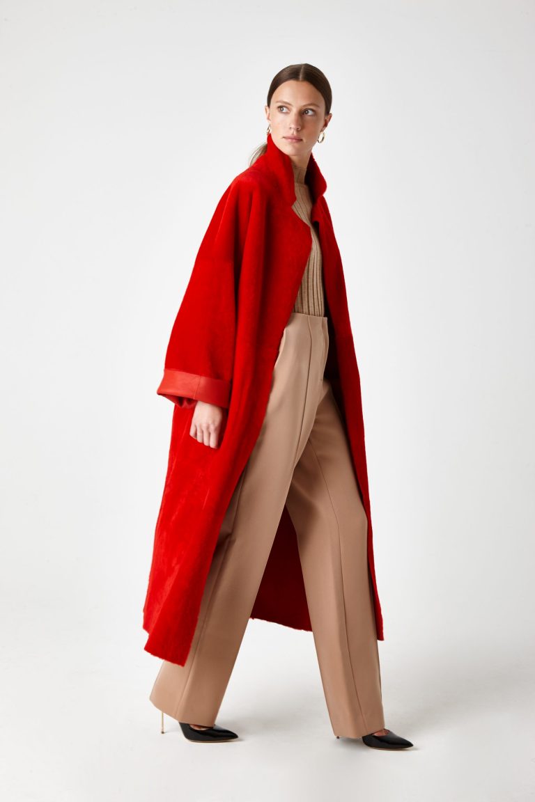 shearling mac coat - women | Gushlow & Cole - CXMAM6-RED
