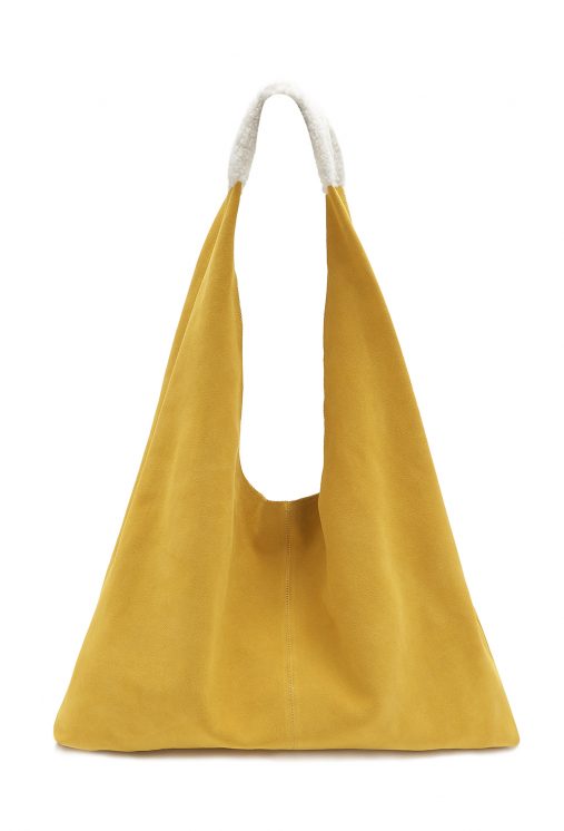 yellow suede handbag