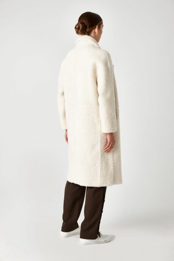 Notch Collar Shearling Coat in White | Women | Gushlow & Cole 2
