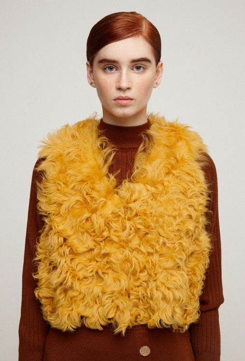 Shearling Crop Gilet In Yellow Women Gushlow Cole Shearling Crop Gilet In Yellow Women Gushlow Cole