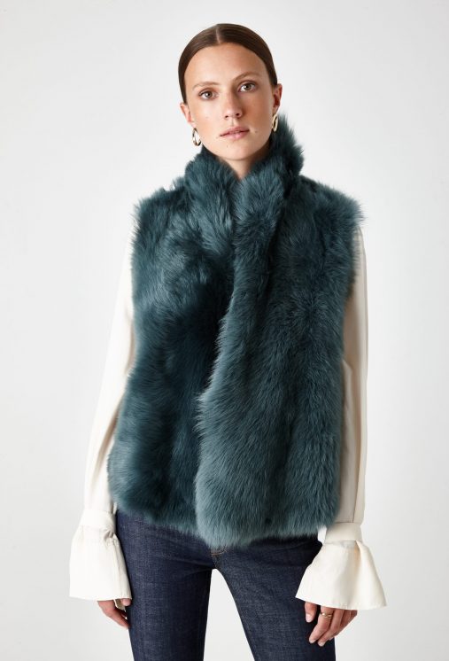 Shearling Rough Cut Gilet In Spruce Green Women Gushlow Cole Shearling Rough Cut Gilet In Spruce Green Women Gushlow Cole