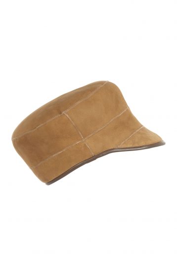 Tan Leather Bound Shearling Cap | Womens | Gushlow & Cole - cut out