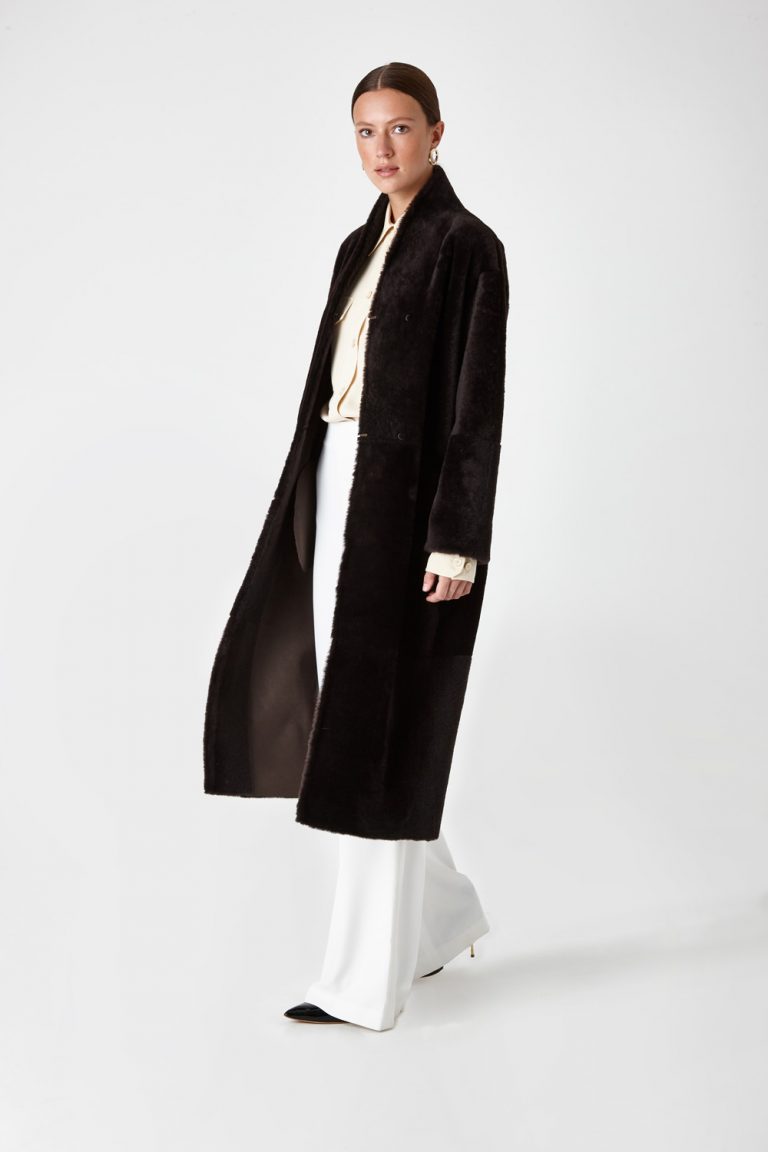 long shearling coat | gushlow and cole