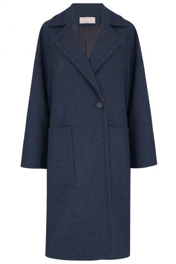 Double Breasted Wool Tweed Coat in Navy | Women | Gushlow & Cole