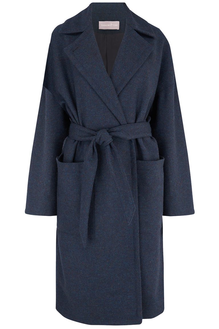 Double Breasted Wool Tweed Coat in Navy | Women | Gushlow & Cole 3