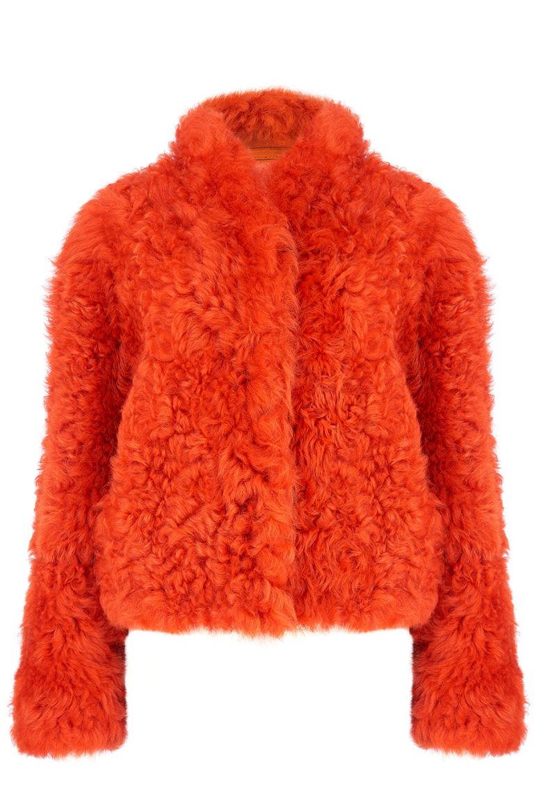 Cropped Shearling Jacket in Furnace Orange | Women | Gushlow & Cole 4